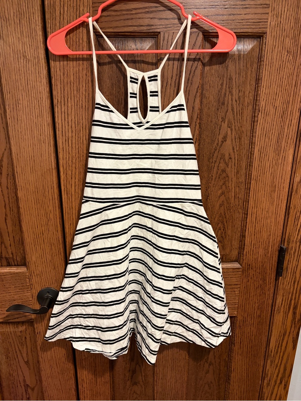 White and Black Striped One-Piece Dress